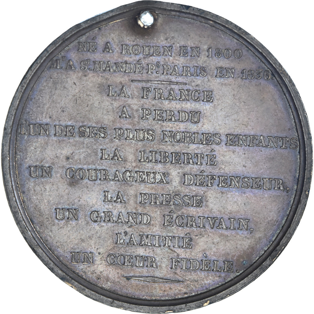 Frankreich, Medaille, Louis Philippe I, Armand Carrel et l'Assassinat de Ney