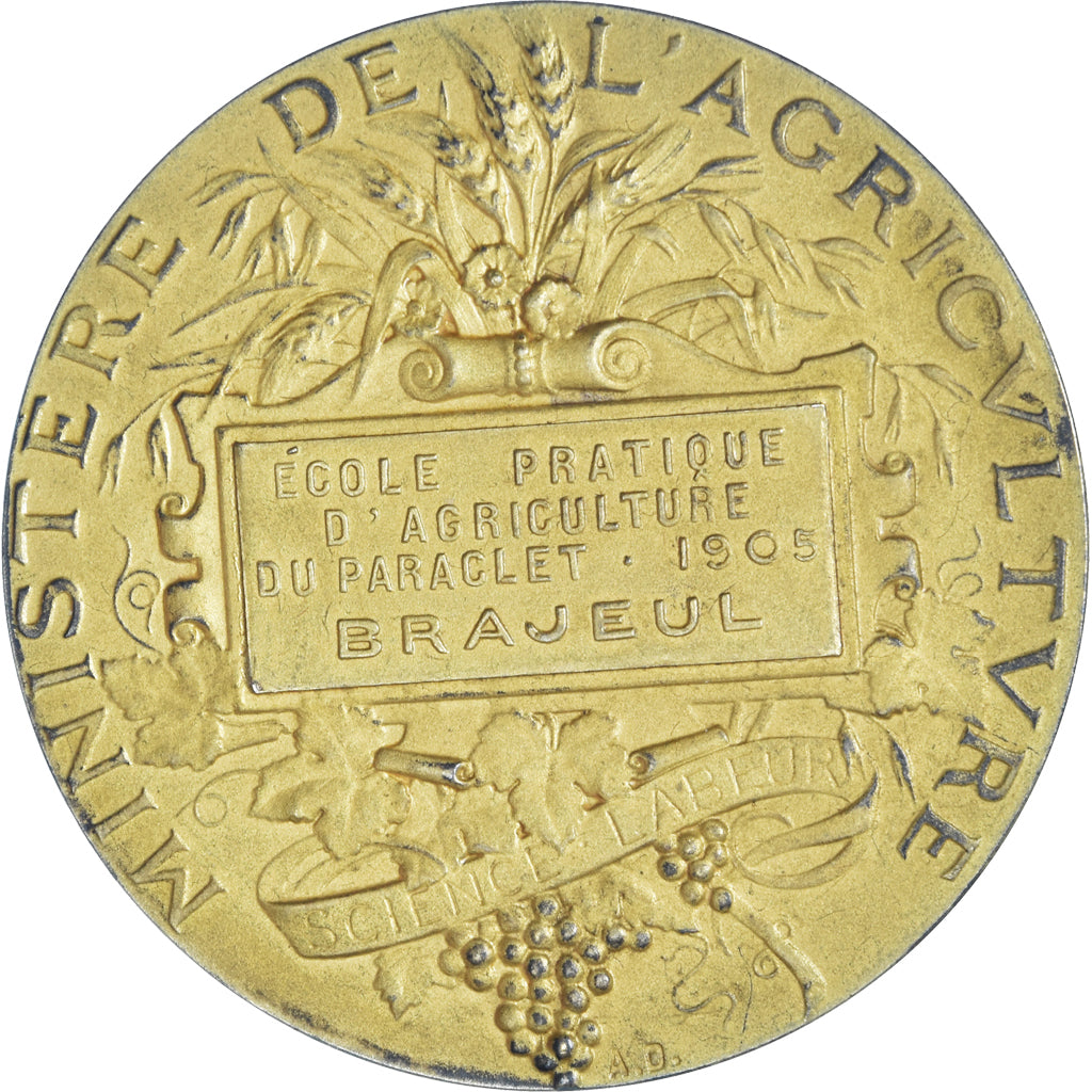France, Médaille, Ecole Pratique d'Agriculture du Paraclet, 1905, Alphée