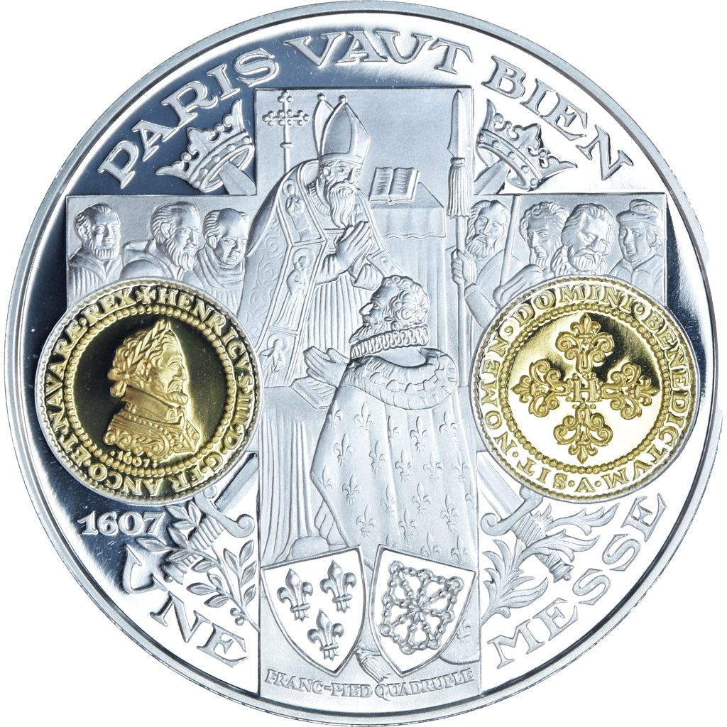 France, Médaille, Histoire Monétaire, Franc-Pied Quadruple, BE, FDC, Argent