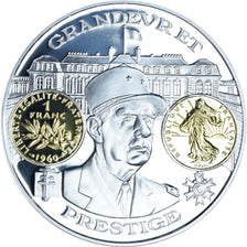 France, Medal, Nouveau Franc De Gaulle, BE, MS(65-70), Silver