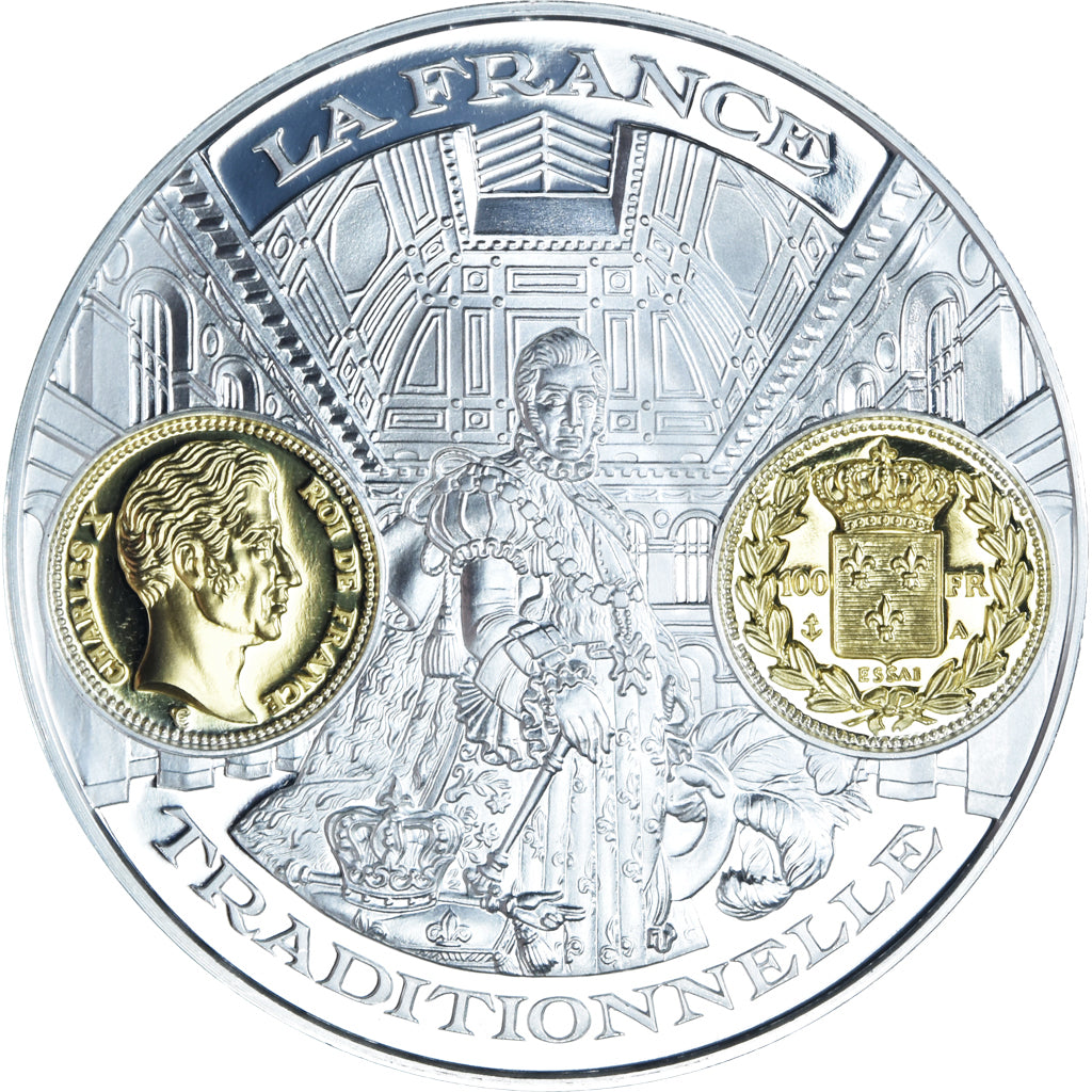 France, Medal, Histoire Monétaire, 100 Francs Charles X, BE, MS(65-70), Silver