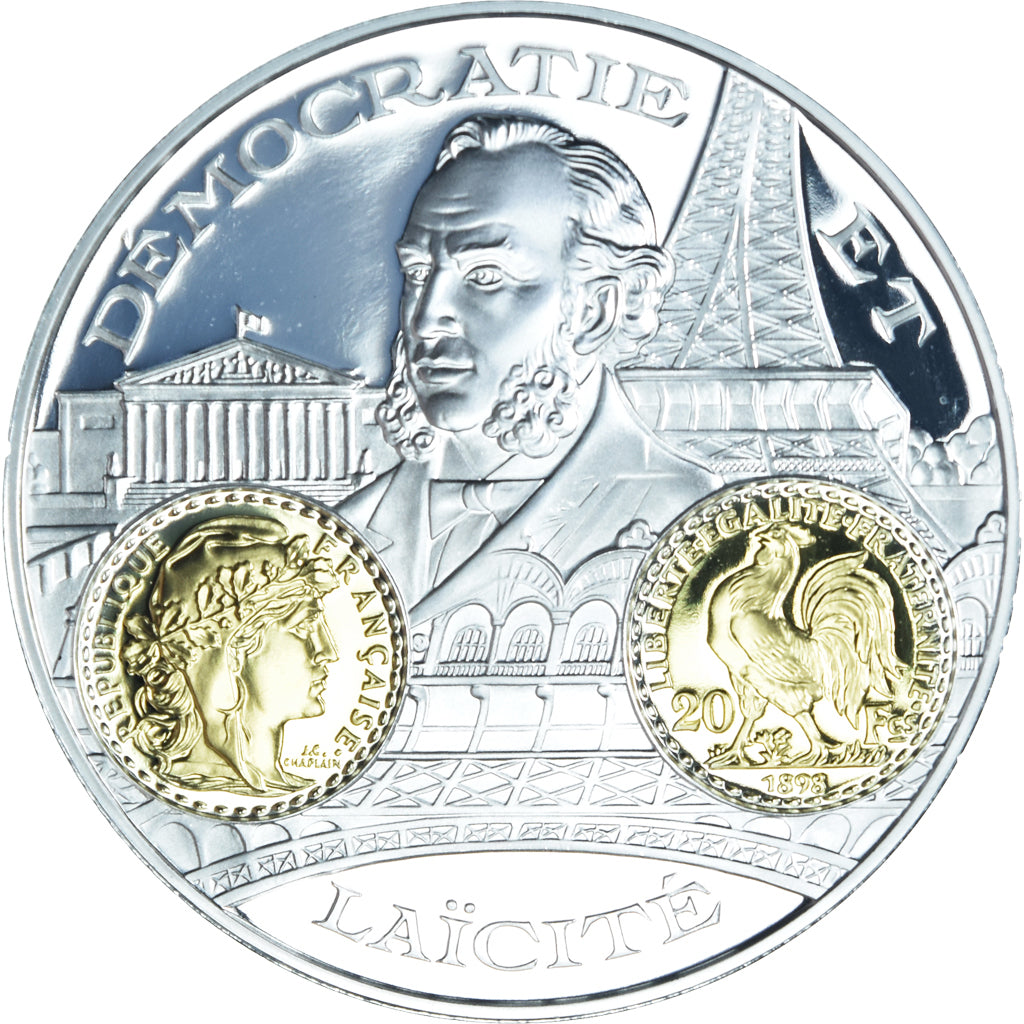 France, Medal, Histoire Monétaire, 20 Francs Coq, BE, MS(65-70), Silver