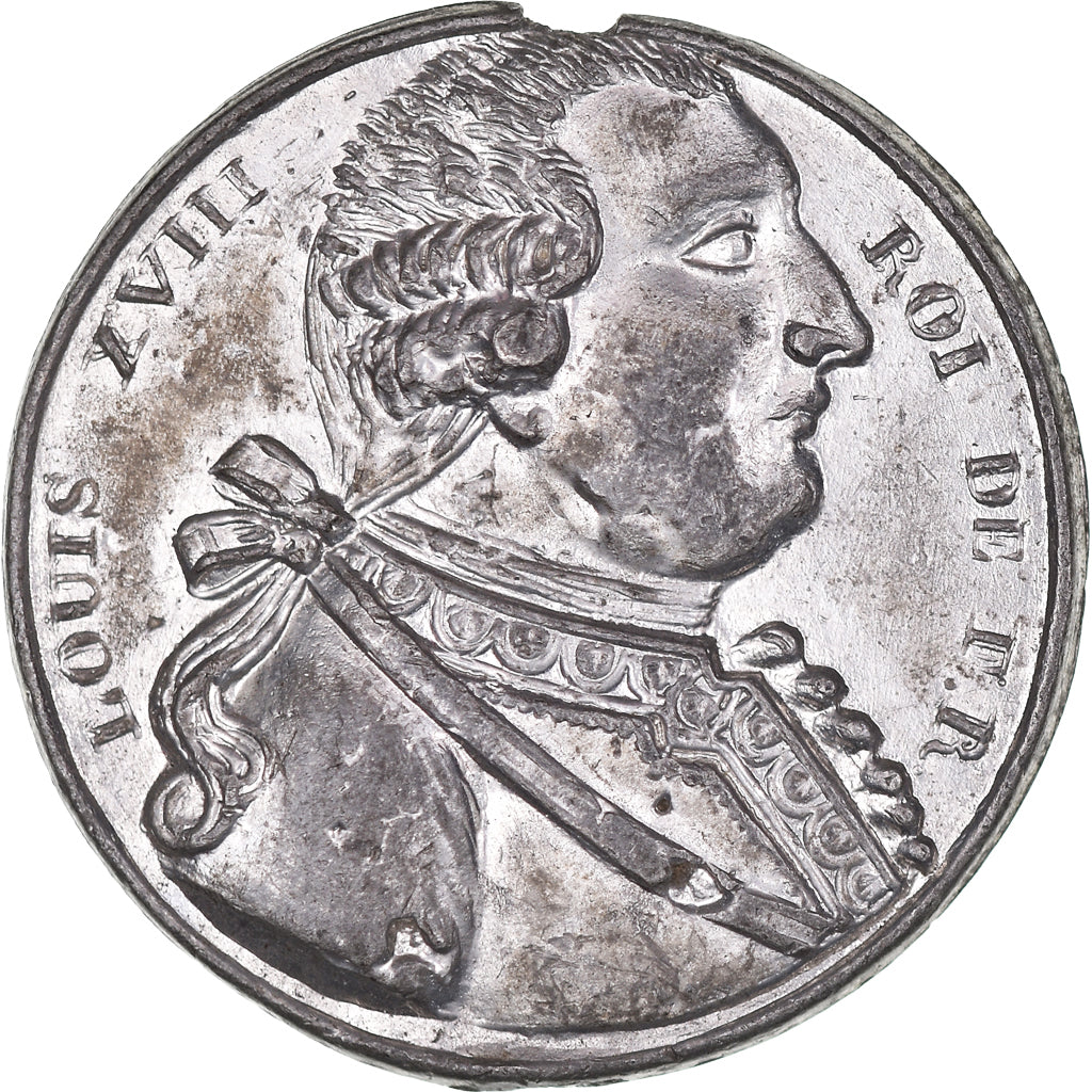 Francja, medal, Louis XVIII, Paix-Commerce, Historia, AU(50-53), Cyna