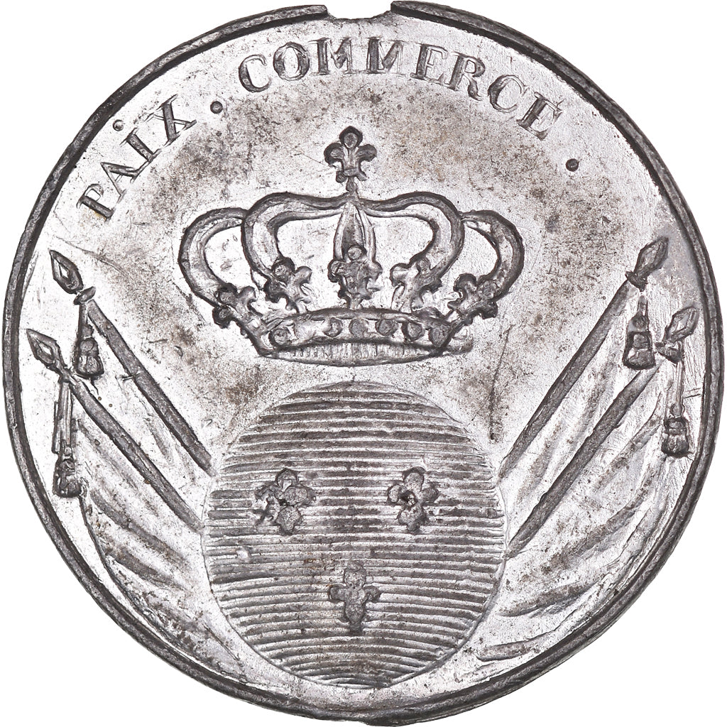 Francja, medal, Louis XVIII, Paix-Commerce, Historia, AU(50-53), Cyna