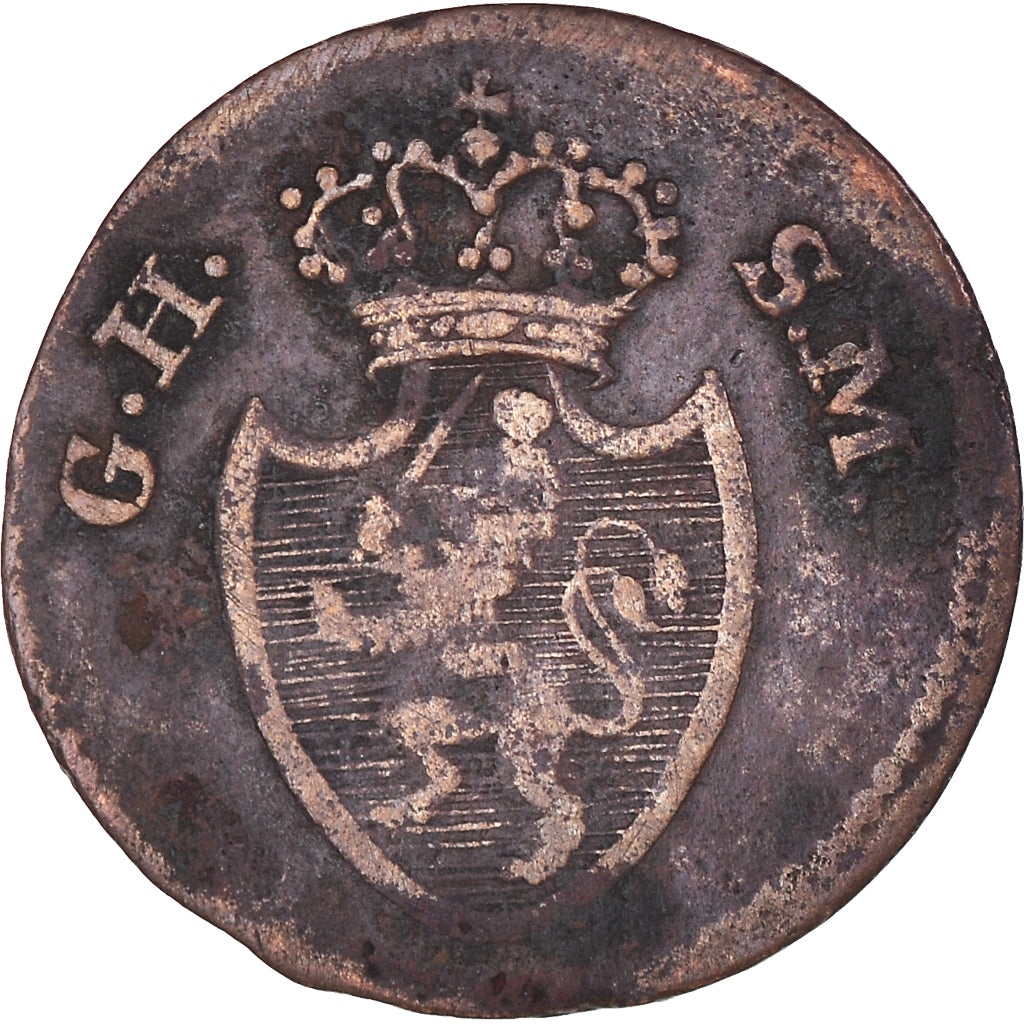 Moneda, Estados alemanes, HESSE-DARMSTADT, Ludwig X, Pfennig, 1819, BC+, Cobre