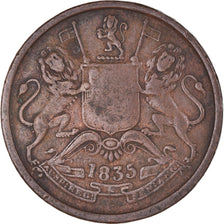 Monnaie, Inde britannique, 1/2 Anna, 1835, Bombay, TB+, Cuivre, KM:447.1