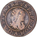 Moneda, Francia, Gaston d'Orléans, Denier Tournois, 1649, Trévoux, BC+, Cobre