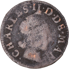 Moneta, Francia, Ardennes, Charles II, Denier Tournois, 1653, Charleville, MB