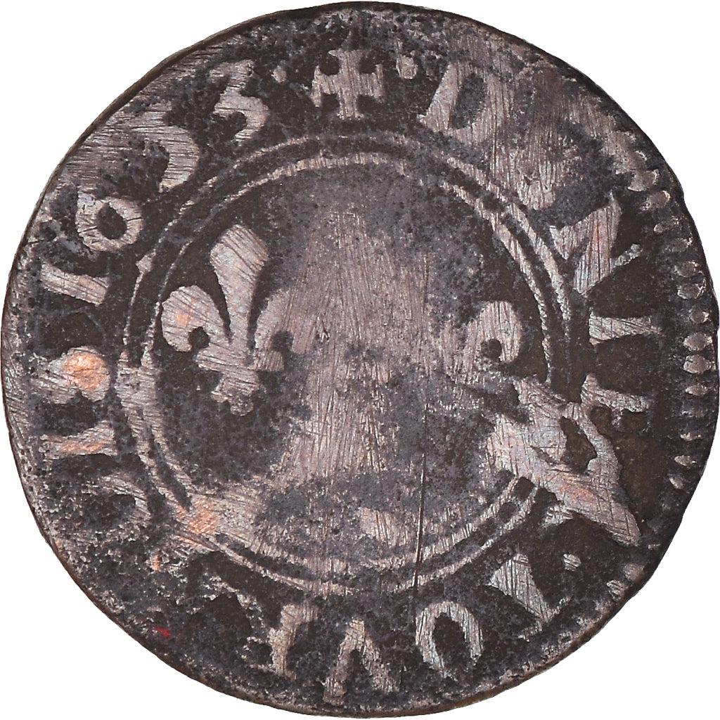 Moneta, Francia, Ardennes, Charles II, Denier Tournois, 1653, Charleville, MB
