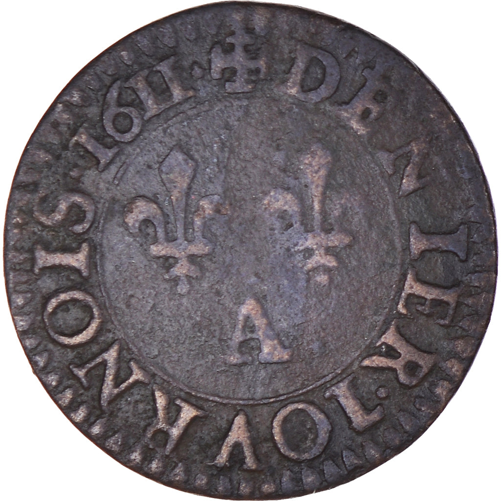 Monnaie, France, Louis XIII, Denier tournois, buste enfantin « petite