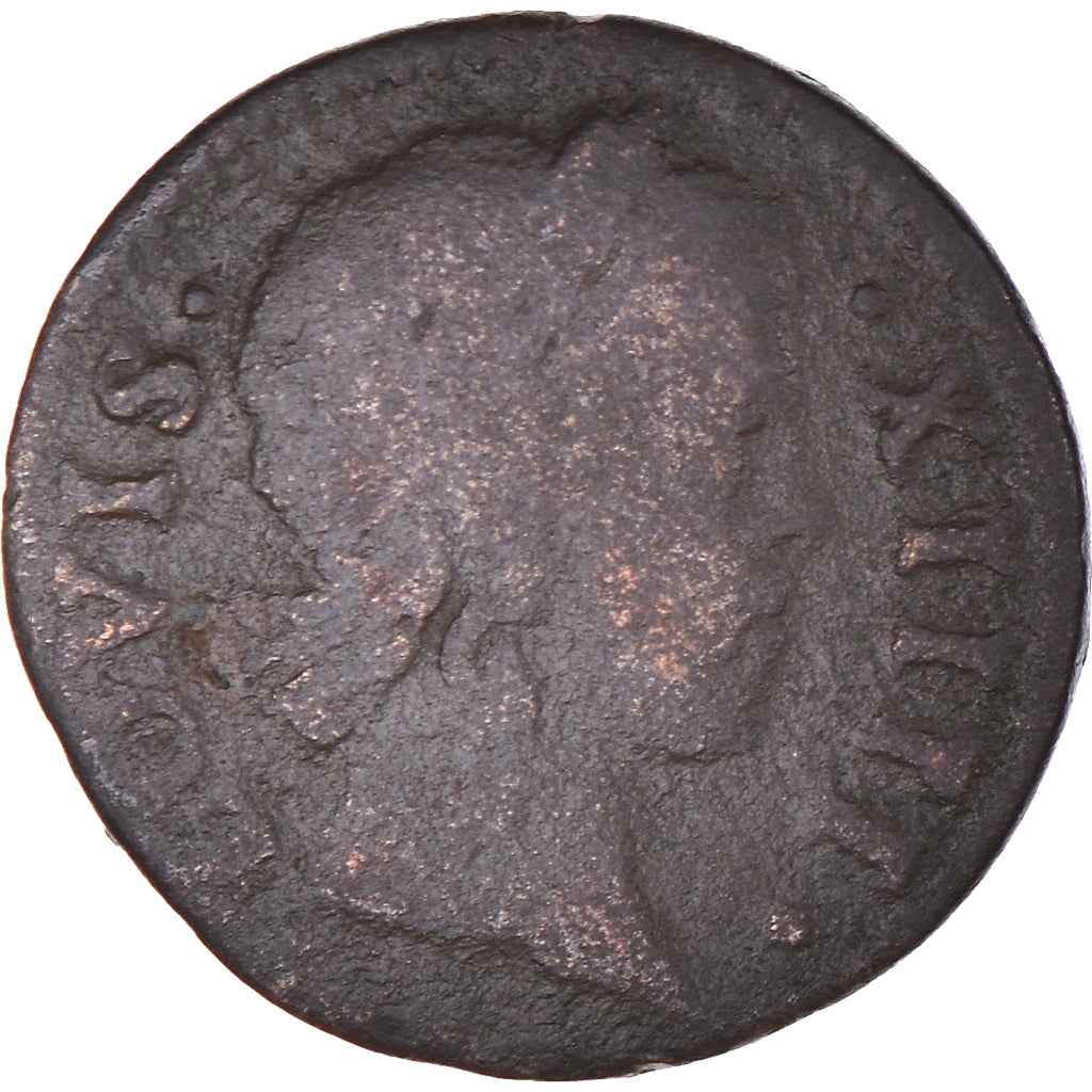 Monnaie, France, Louis XIV, Denier Tournois, 1644, Paris, TB, Cuivre