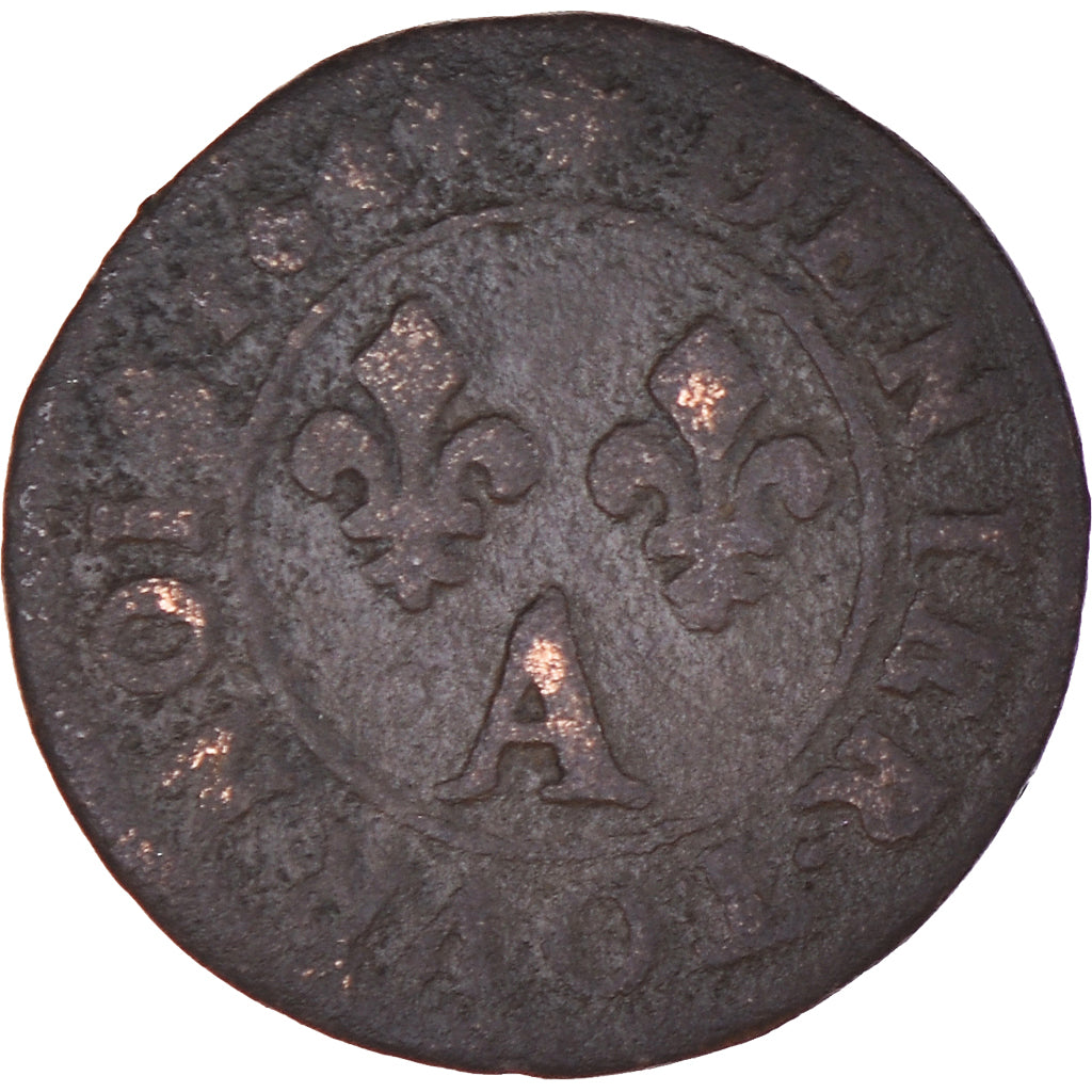 Monnaie, France, Louis XIV, Denier Tournois, 1644, Paris, TB, Cuivre