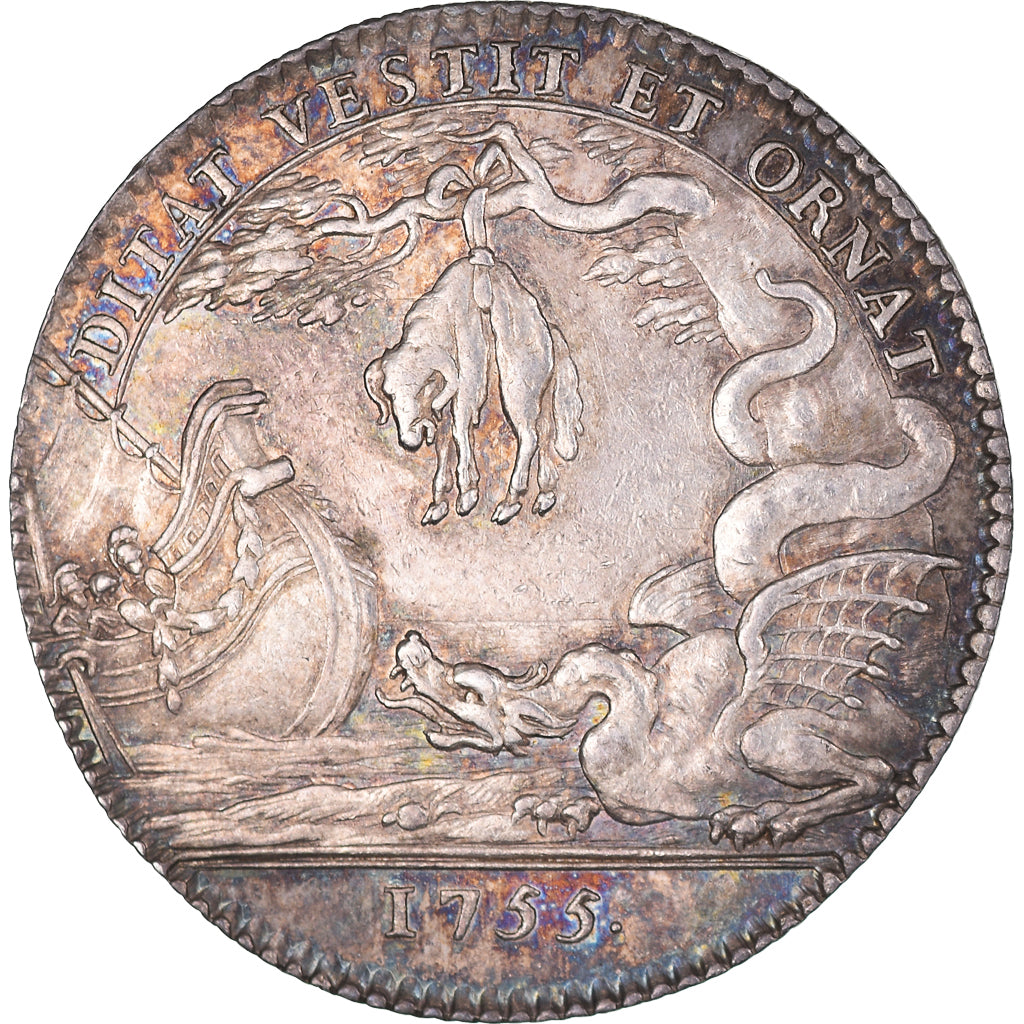 France, Token, Louis XV, Corporations, Drapiers de Lyon, History, 1755, MS(63)