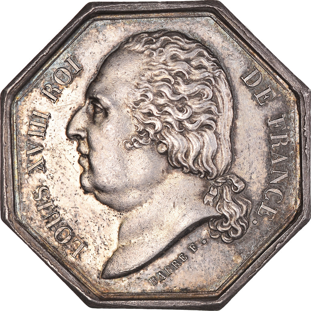 France, Jeton, Louis XVIII, Les Assurances Générale, Paris, 1818, Caqué, SUP