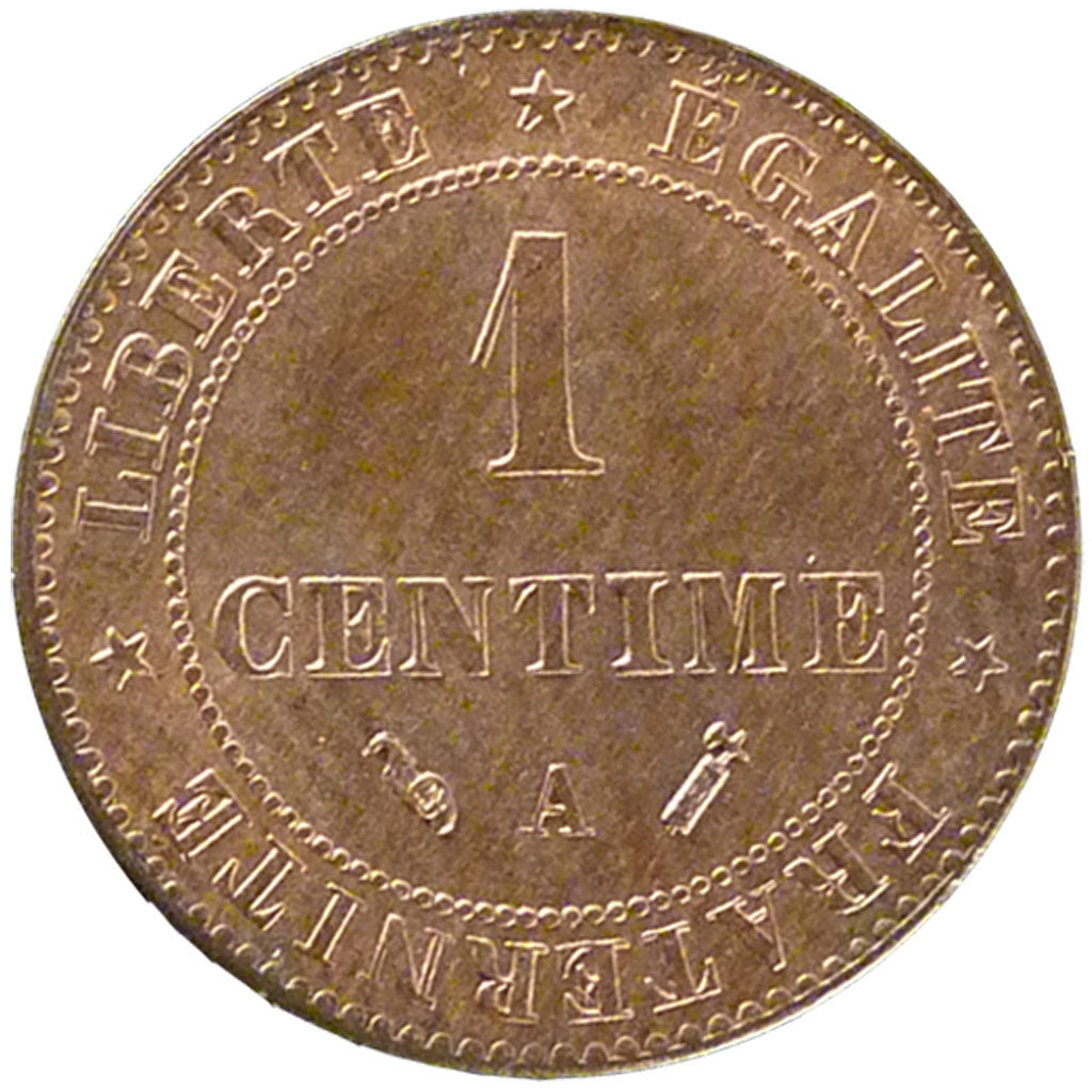 FRANCE, Cérès, Centime, 1889, Paris, KM #826.1, AU(55-58), Bronze, Gadoury #88, 