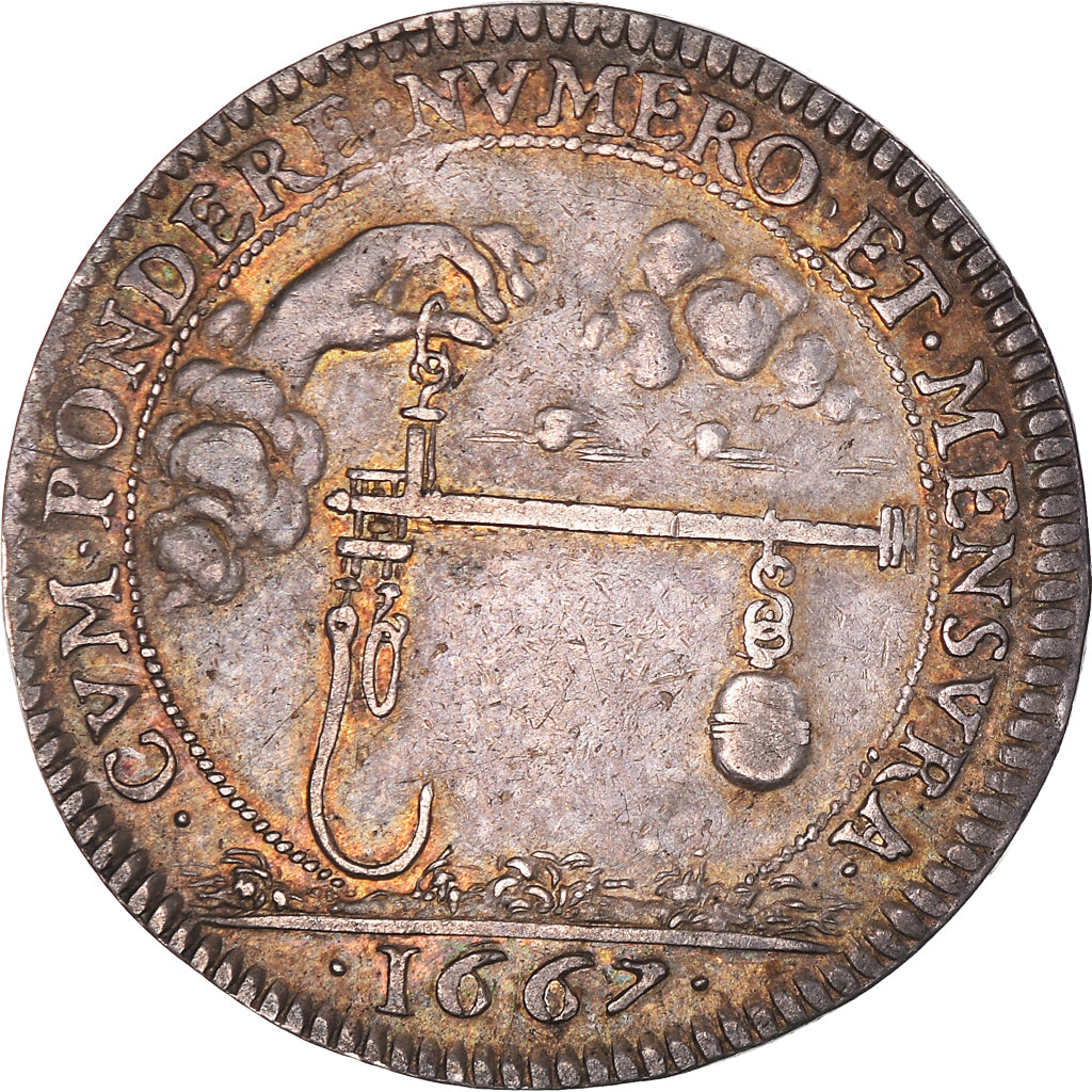 França, Token, Luís XIV, Contrôleur des Poids et Mesures, 1667, Pedigree
