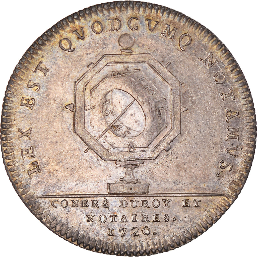 Frankrijk, Token, Louis XV, Notaires Royaux de Paris, History, 1720, PR, Zilver