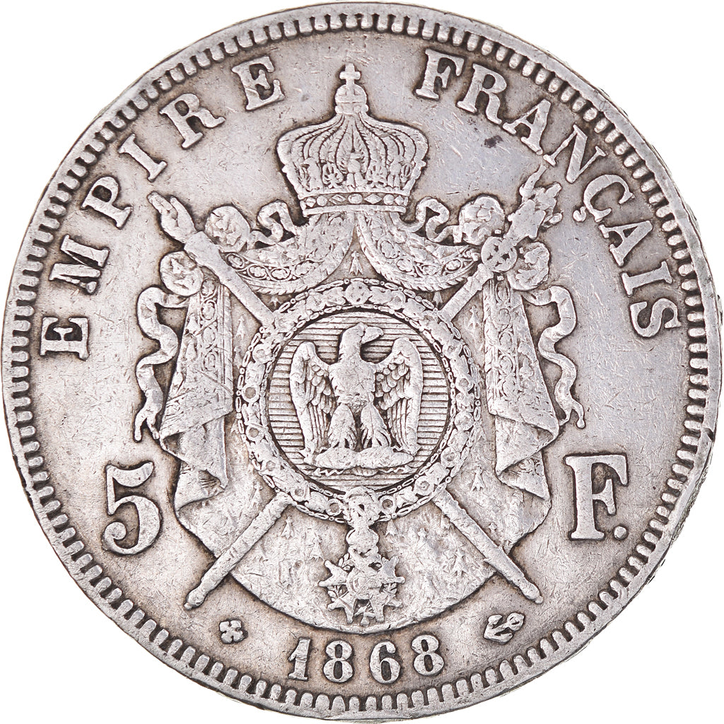 Monnaie, France, Napoleon III, 5 Francs, 1868, Strasbourg, TTB, Argent