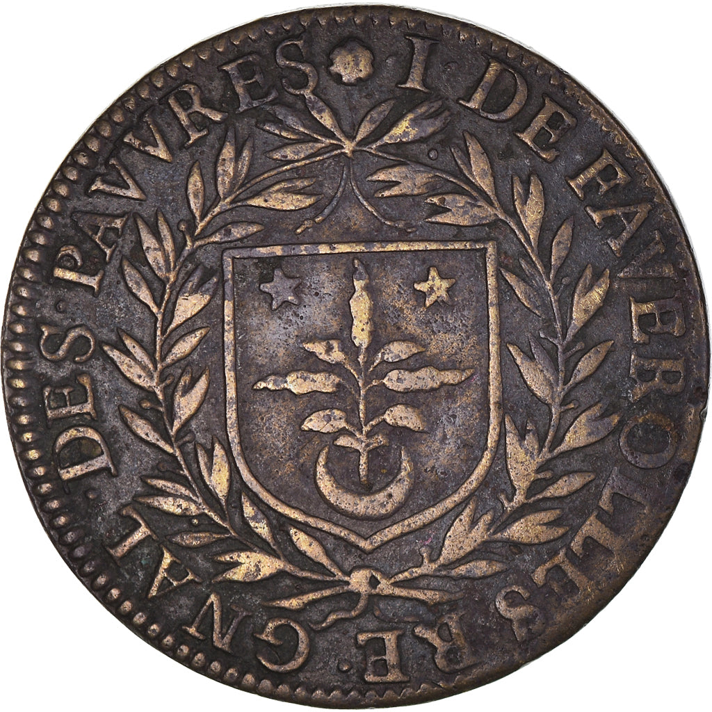 Francia, zeton, Ile de France, J. de Faverolles, Receveur Général des Pauvres