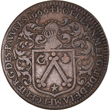 França, Token, Ile de France, L. GELLAIN, História, 1666, VF(30-35), Cobre
