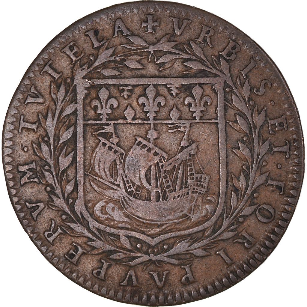 França, Token, Ile de France, L. GELLAIN, História, 1666, VF(30-35), Cobre
