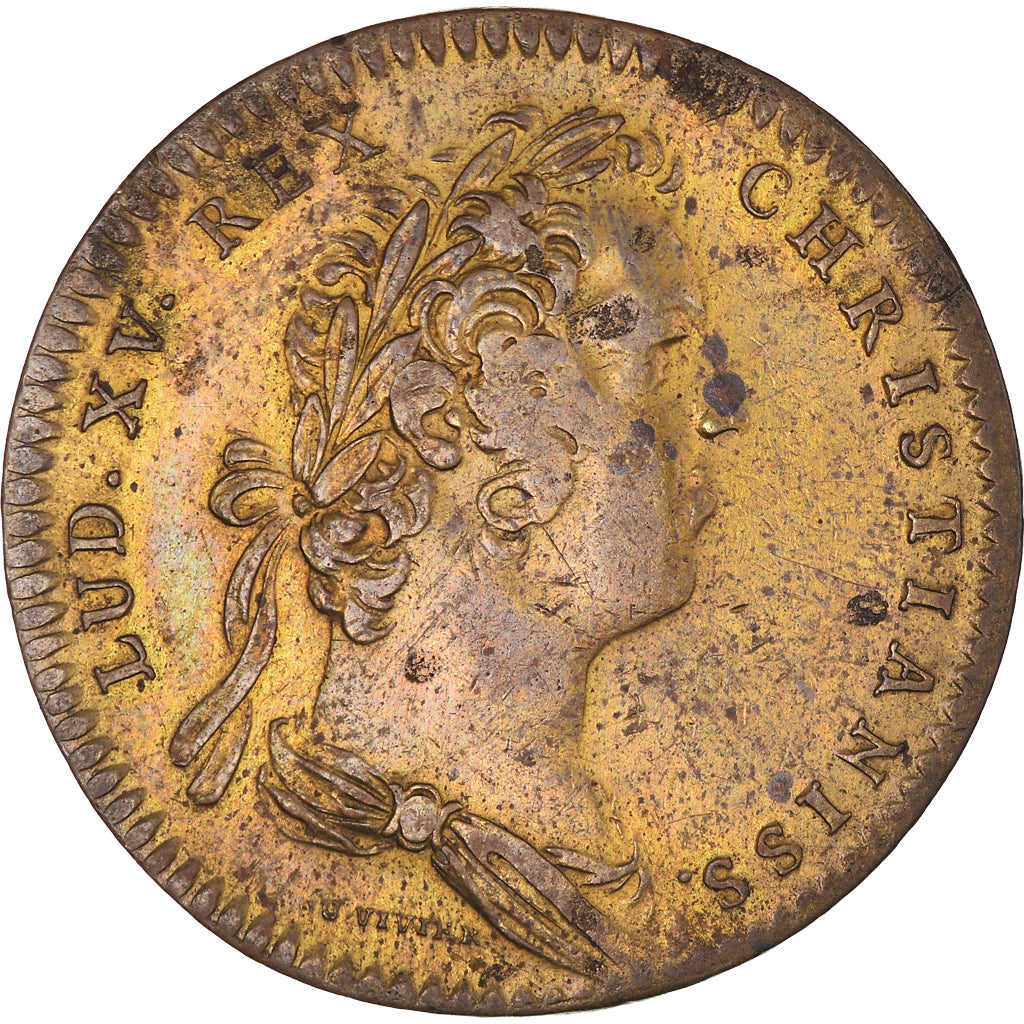 Francia, zeton, Royal, Louis XV, Etats d'Artois, History, Duvivier, BC+, Latón