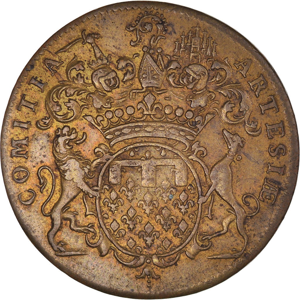 Francia, zeton, Royal, Louis XV, Etats d'Artois, History, Duvivier, BC+, Latón