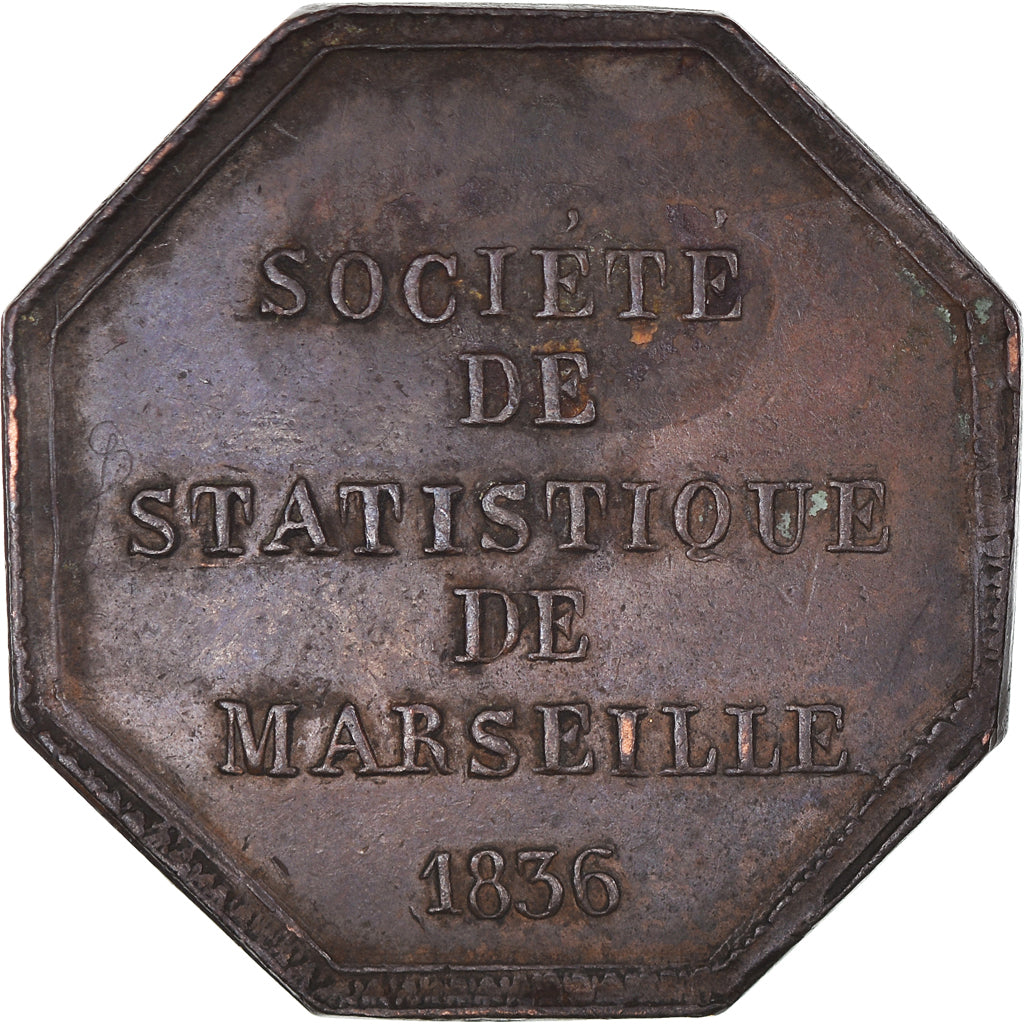 France, Jeton, Société de Statistique de Marseille, History, 1836, Provence