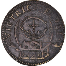 France, Token, Royal, Etats de Bourgogne, History, 1591, VF(30-35), Brass