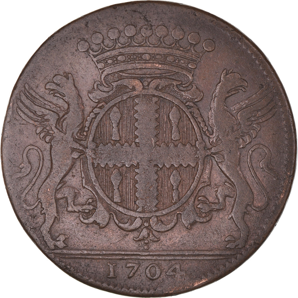 Francia, ficha, Royal, Etats de Bourgogne, History, 1704, MB+, Rame