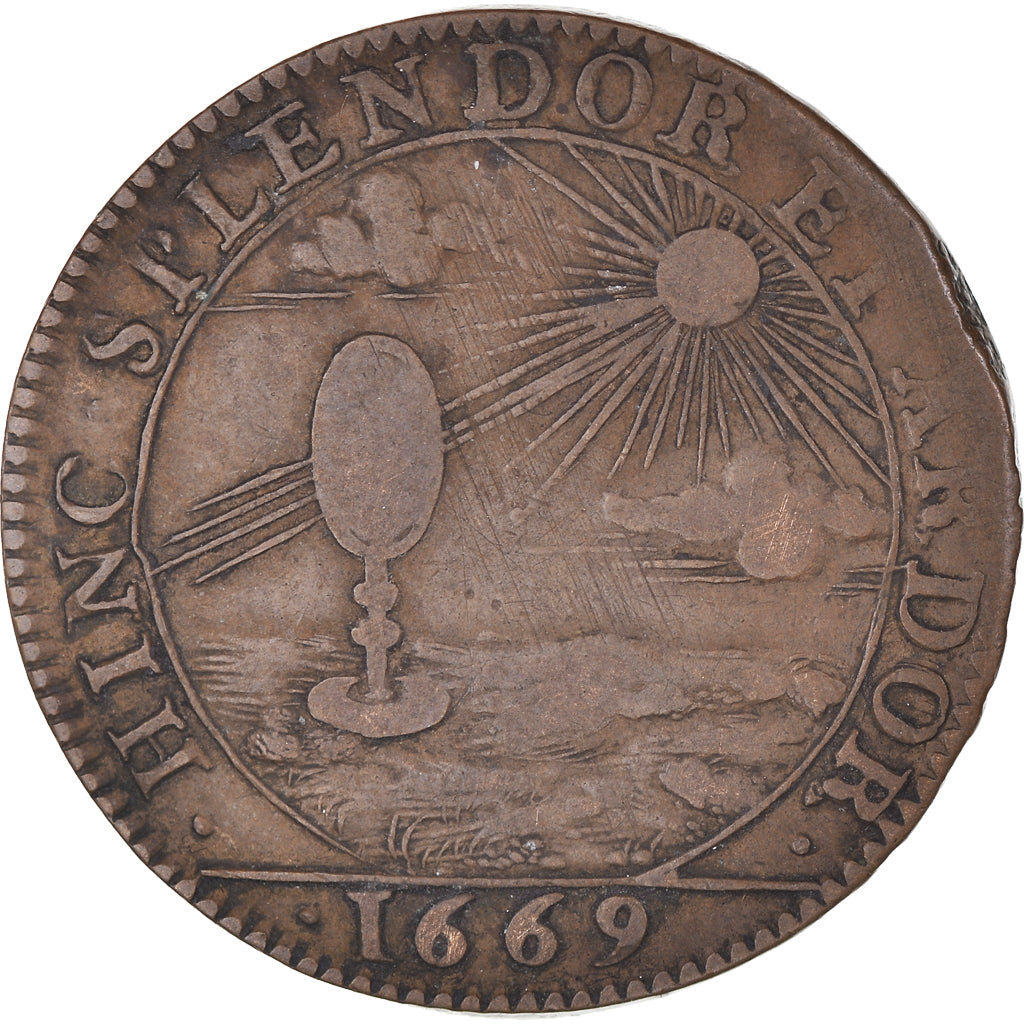 France, Token, Royal, Marie Thérèse d'Autriche, History, 1669, VF(30-35)