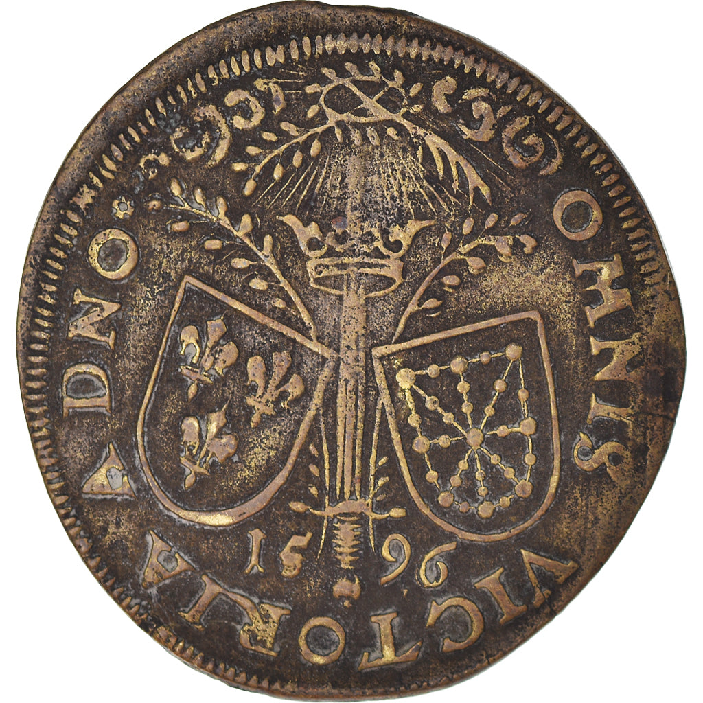 France, Token, Royal, Henri IV Le Grand, History, 1596, VF(30-35), Brass