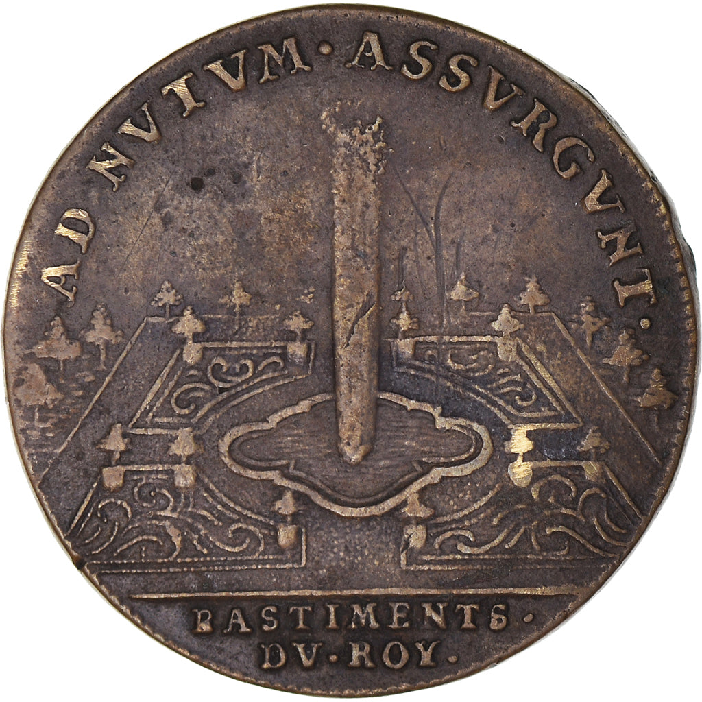 France, Token, Louis XIV, Bâtiments du roi, History, VF(30-35), Brass