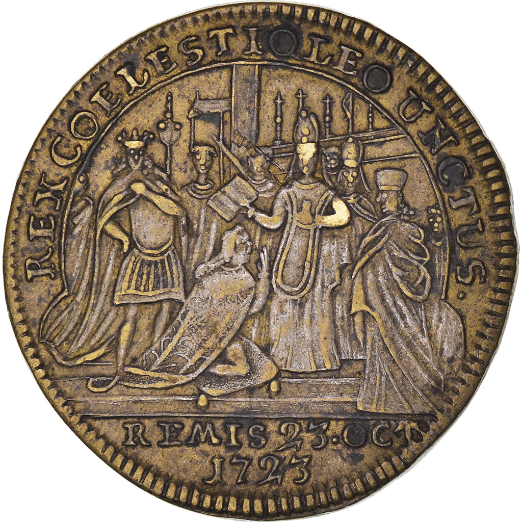 France, Token, Royal, Louis XV, Sacre à Reims, History, 1723, EF(40-45), Brass