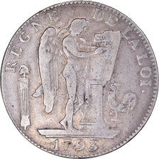 Moneda, Francia, Écu de 6 livres françoise, 6 Livres, 1793, Paris, BC+, Plata