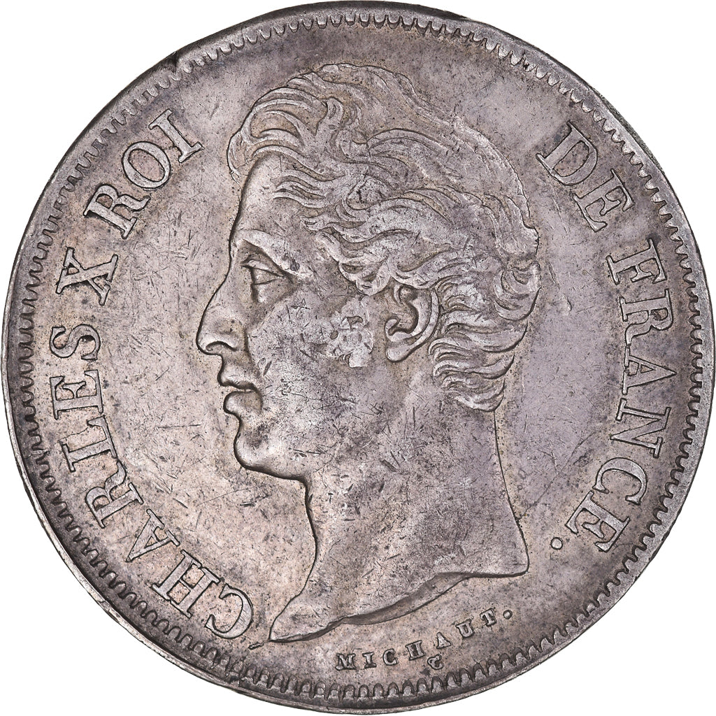 Moneta, Francia, Charles X, 5 Francs, 1830, Marseille, BB+, Argento, KM:728.10