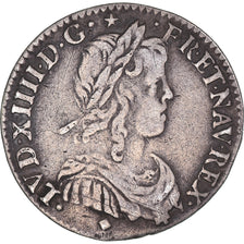 Moeda, França, Louis XIV, 1/12 Écu à la mèche longue, 1/12 ECU, 10 Sols