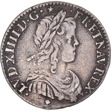 Monnaie, France, Louis XIV, 1/12 Écu à la mèche longue, 1/12 ECU, 10 Sols