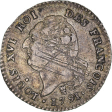 Moeda, França, Louis XVI, 15 sols françois, 1791, Limoges, EF(40-45), Prata