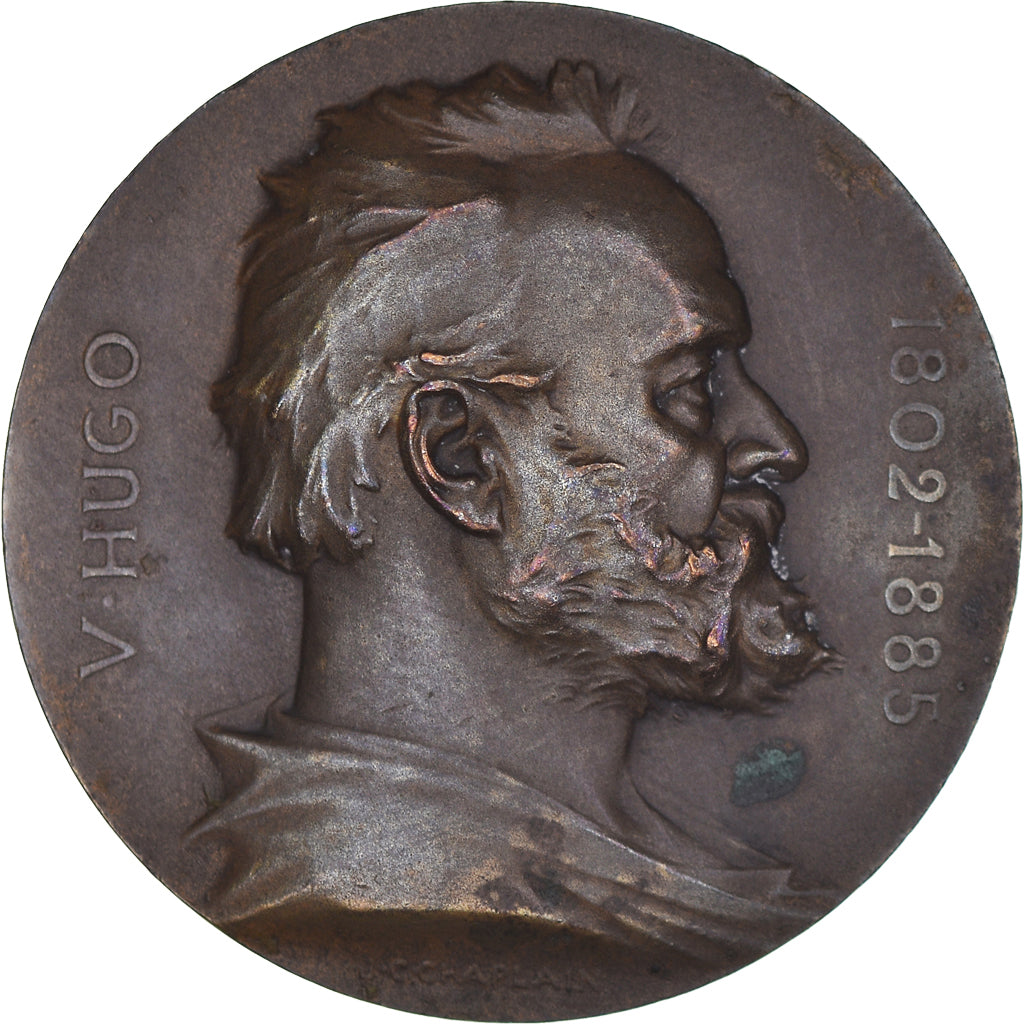 France, Médaille, Victor Hugo, Souvenir du Centenaire, 1902, Chaplain, TTB+
