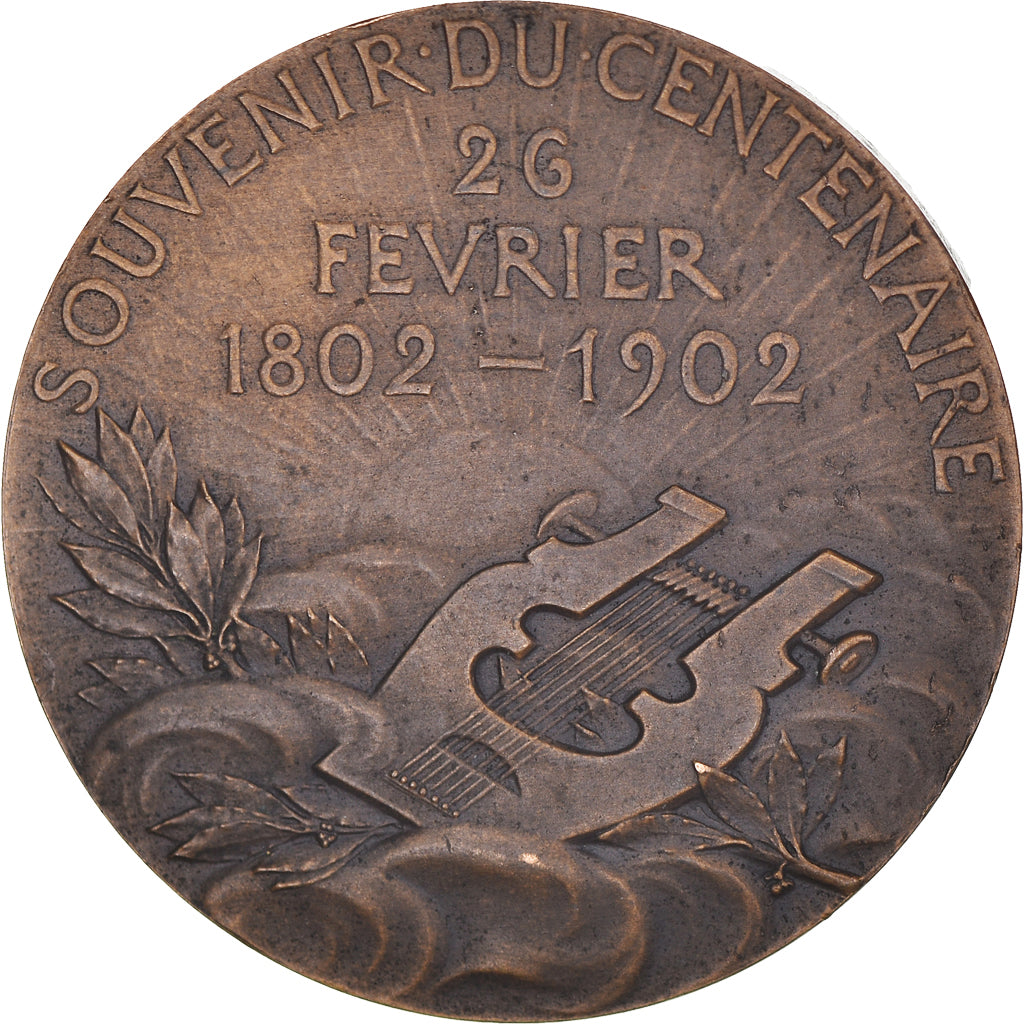 Francja, medal, Victor Hugo, Souvenir du Centenaire, 1902, Chaplain, AU(50-53)