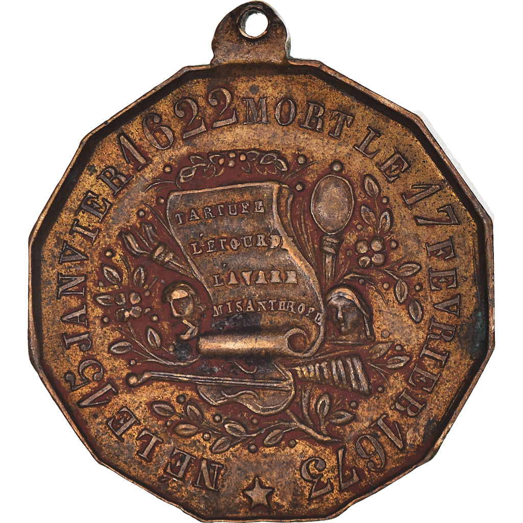 Francja, medal, Jean-Baptiste Pocquelin de Molière, Sztuka i Kultura, 1844