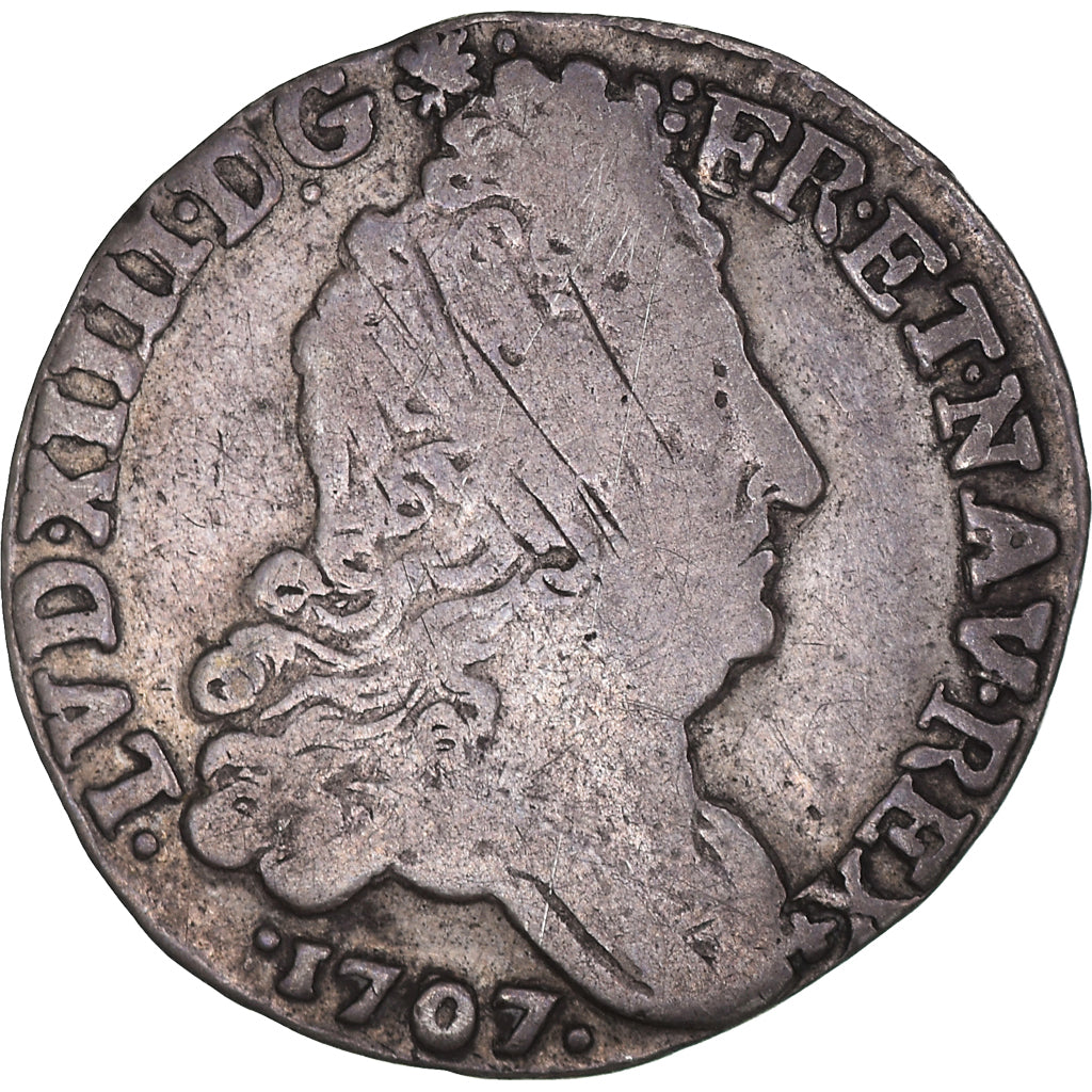 Coin, France, Louis XIV, 10 Sols aux insignes, 10 Sols-1/8 Ecu, 1707, Nantes