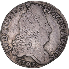 Coin, France, Louis XIV, 10 Sols aux insignes, 10 Sols-1/8 Ecu, 1707, Nantes