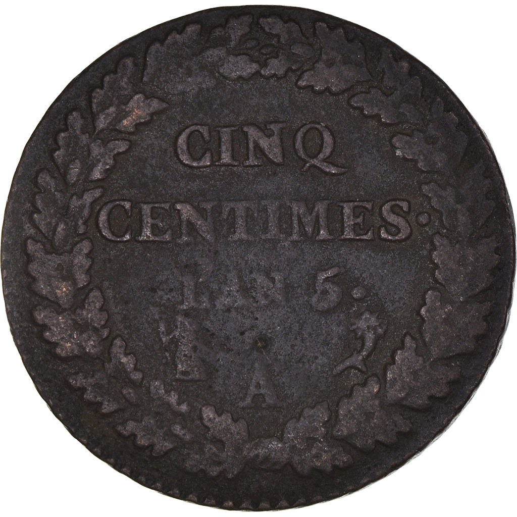 Moneta, Francja, Dupré, 5 Centimes, AN 5, Paris, VF(30-35), Brązowy, KM:635.1
