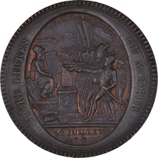 Moeda, França, Au serment, 5 Sols, 1792, Birmingham, AU(50-53), Bronze