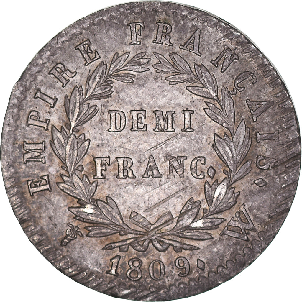 Moneta, Francia, Napoléon I, 1/2 Franc, 1809, Lille, BB, Argento, KM:691.15