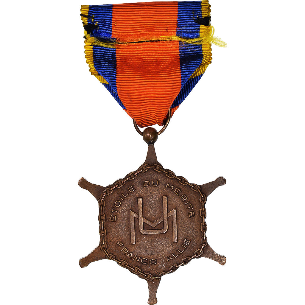 France, Etoile du Mérite Franco-Allié, WAR, Medal, Excellent Quality, Silvered