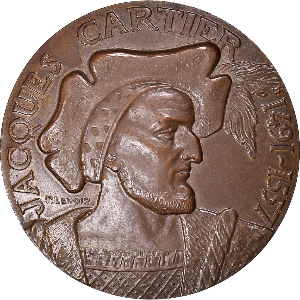 Francia, medalla, Jacques Cartier, Découverte du Canada, History, 1934, Lenoir
