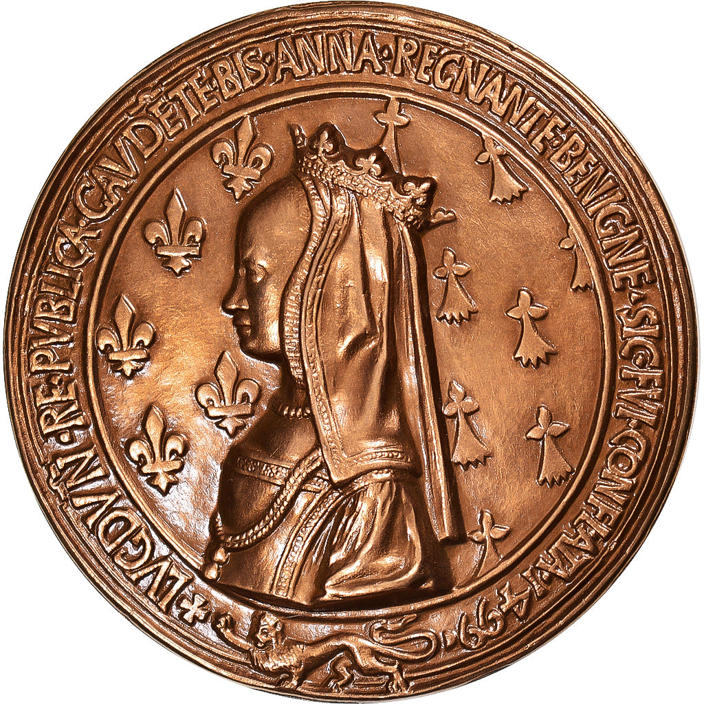 Francia, medalla, Anne de Bretagne et Louis XII, History, 1980, FDC, Bronce
